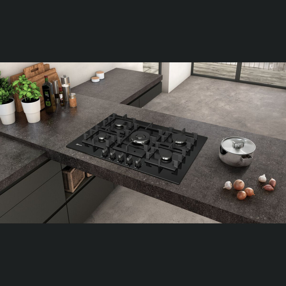 Plita gaz T27CS59S0 Neff, 5 arzatoare, negru, 75 cm