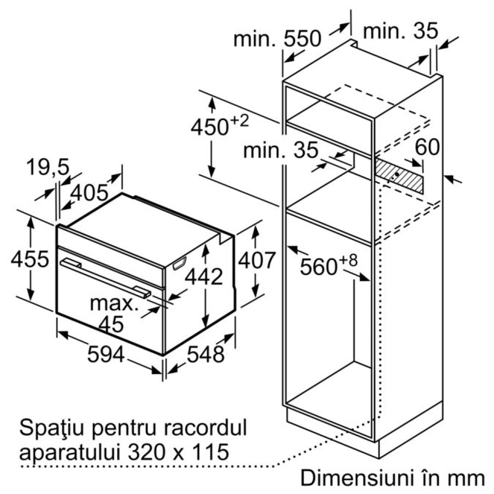 Cuptor compact cu funcție de abur încorporabil Bosch CSG7364B1,47 l,  A+, negru