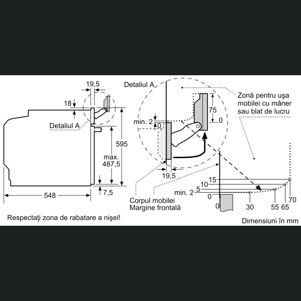 Cuptor multifuncțional cu opțiune de aburi Bosch HRG7361B1,Negru, 71 l,  A+