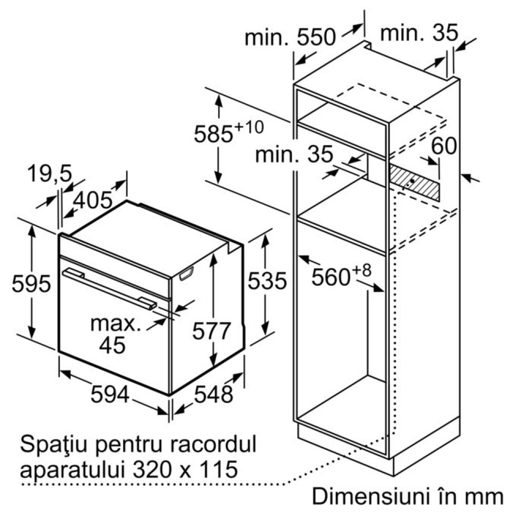 Cuptor încorporabil cu funcție de abur Bosch HSG7364B1, A+, 71 l