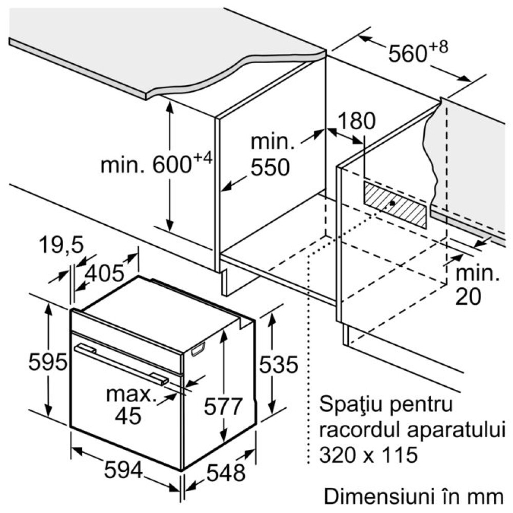 Cuptor multifuncțional încorporabil Bosch HBG7741B1, autocuratare pirolitica+sistem hidrolitic,71 l, A+