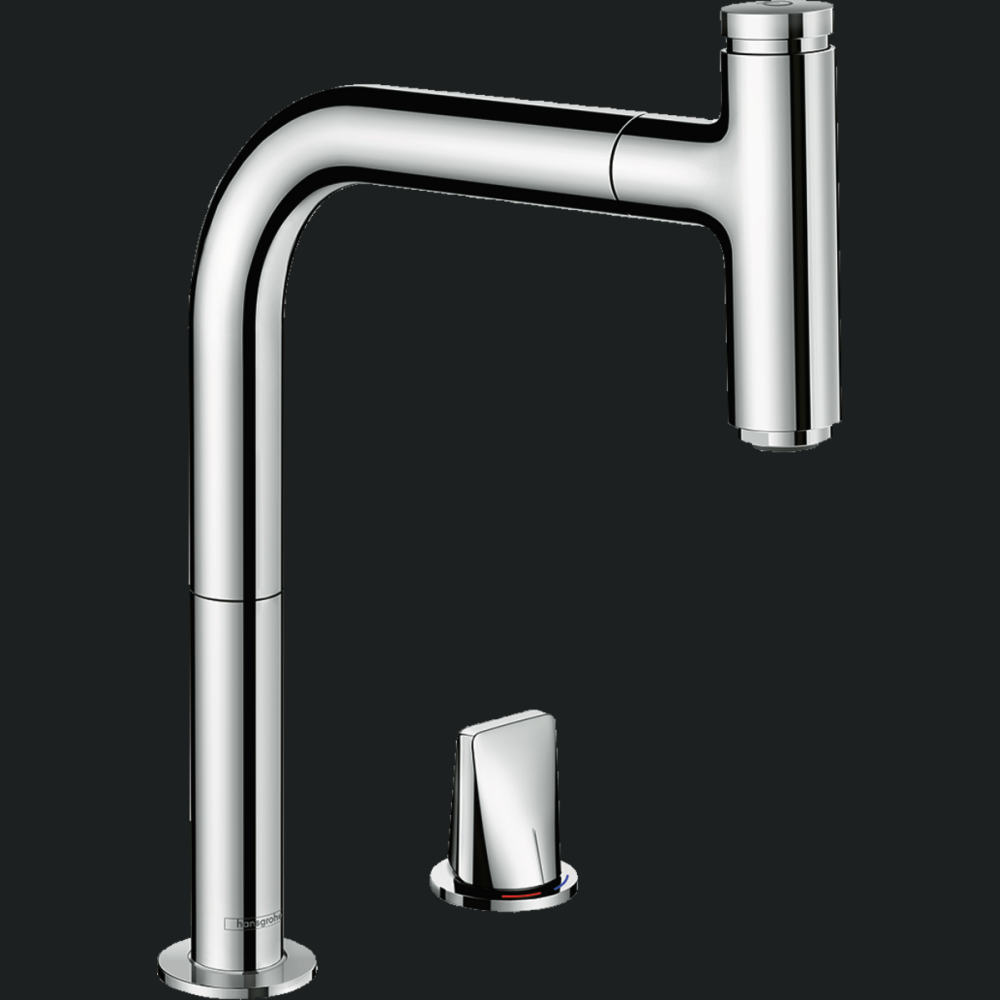 Baterie de bucatarie Hansgrohe Metris Select M71, monocomandă cu 2 găuri 200, gura de scos, 1jet