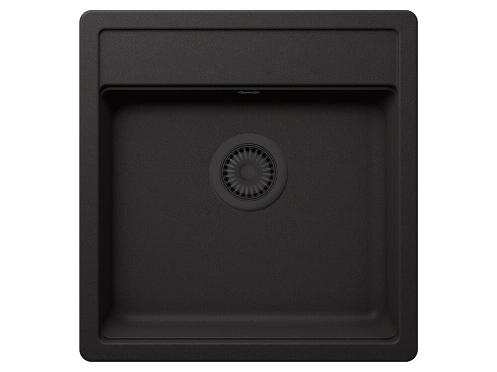 Set chiuveta bucatarie Schock Nemo N-100S 490 x 510 mm Cristalite Nero cu parti vizibile negru si baterie bucatarie Schock Kantus cu cap extractibil, negru