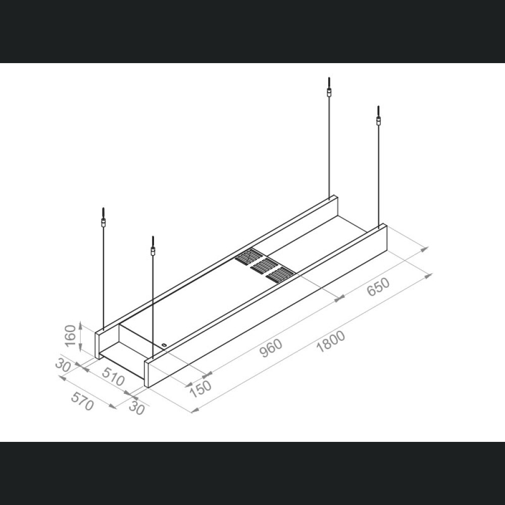 Hota insula Pando I-875, finisaj unic, 1.8 m, model personalizabil în orice culoare a diagramei RAL