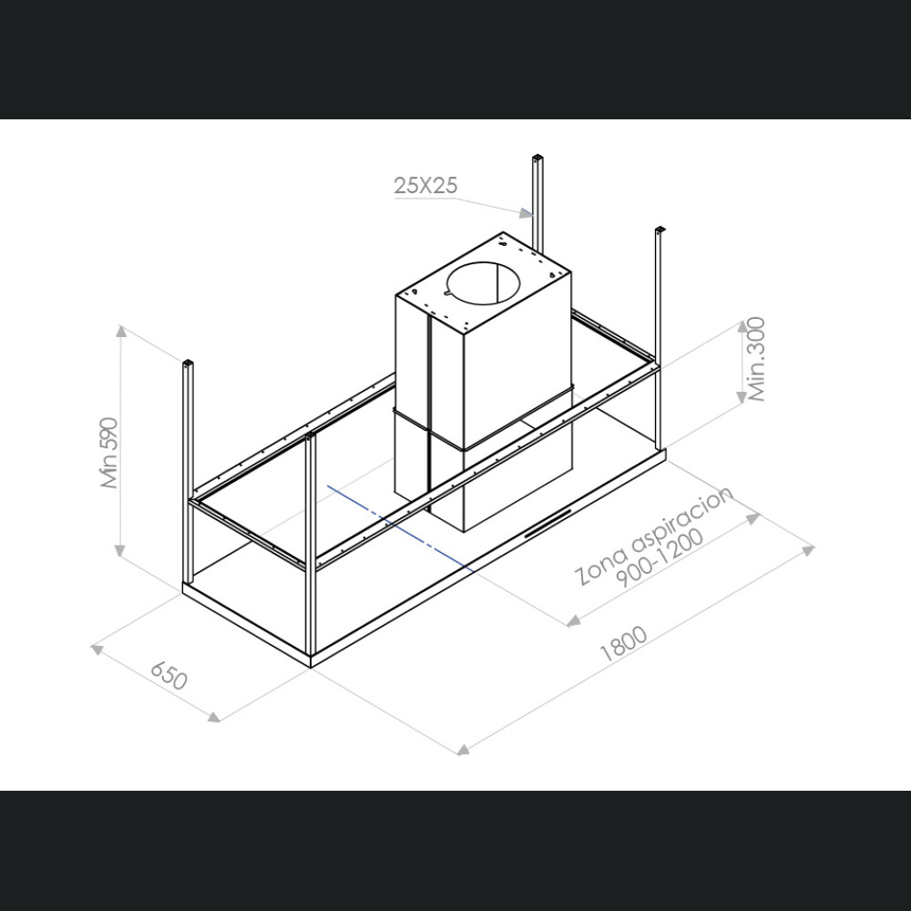 Hota de insula Pando I-897/180 GLASS RACK, V.1250 ECO SEC