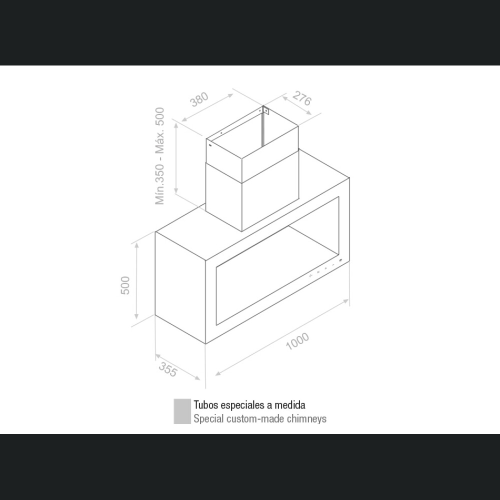 Hota de perete Pando P-960, V.1250, latime 100 cm, A+, inox