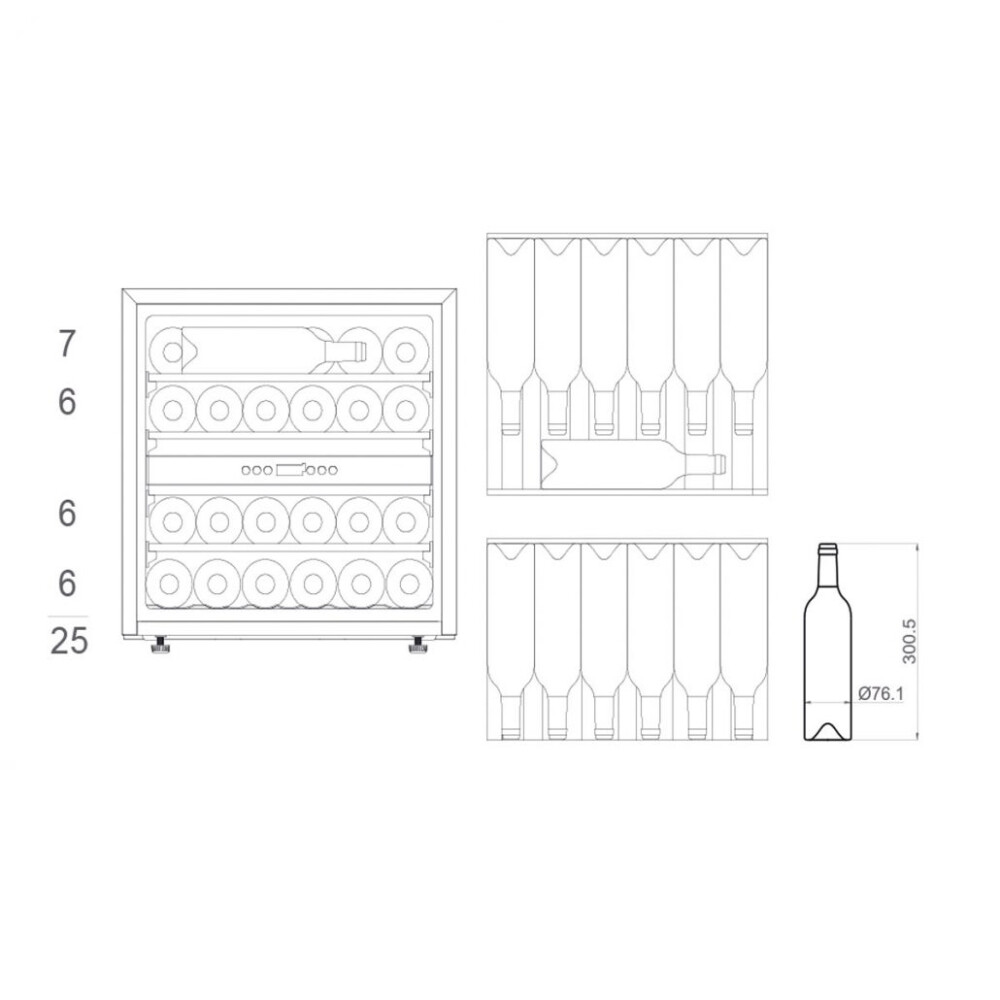 Vitrina de vin incorporabila Pando PVMAVP 60-25 CRLNL, G, Push to open