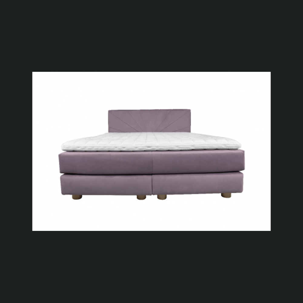 Pat boxspring Sella, tapiterie linii, cu inaltime capat pat 110 cm, saltea inclusa, fara topper