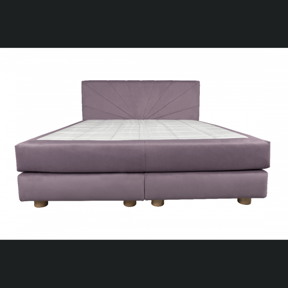 Pat boxspring Sella, tapiterie linii, cu inaltime capat pat 110 cm, saltea inclusa, fara topper