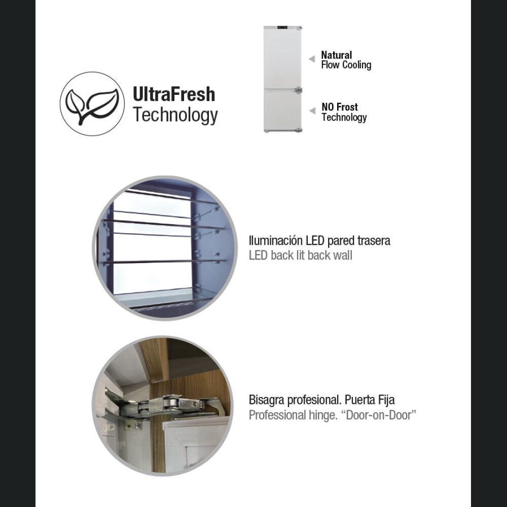 Combina frigorifica incorporabila Pando PFBI L COMBI, 267 l, NoFrost