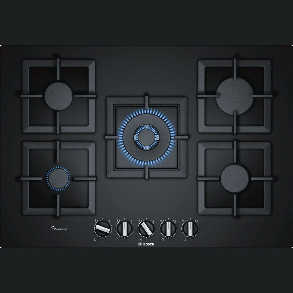 Plita incorporabila gaz Bosch, PPQ7A6B20, FlameSelect, Negru