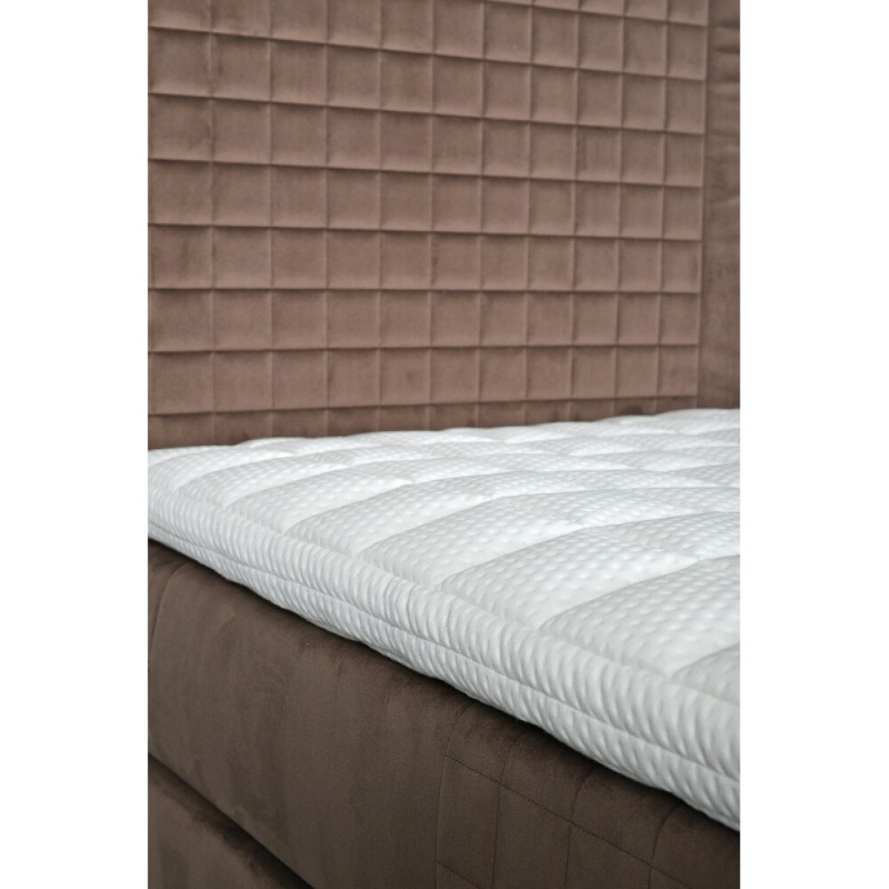 Pat boxspring Saint Moritz, tapiterie linii, inaltime capat pat 140 cm, saltea inclusa, fara topper