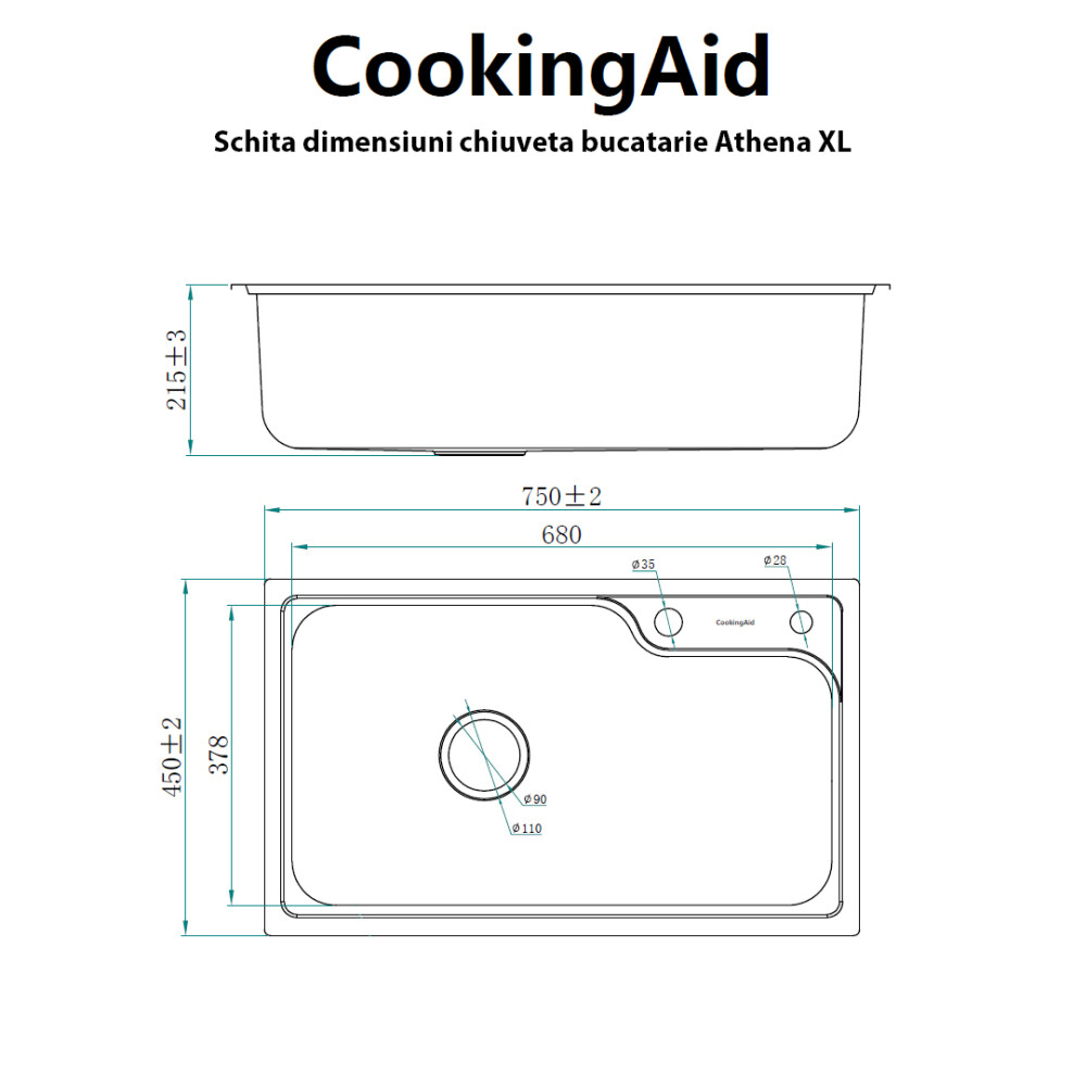 Chiuveta bucatarie inox CookingAid ATHENA XL cu accesorii montaj
