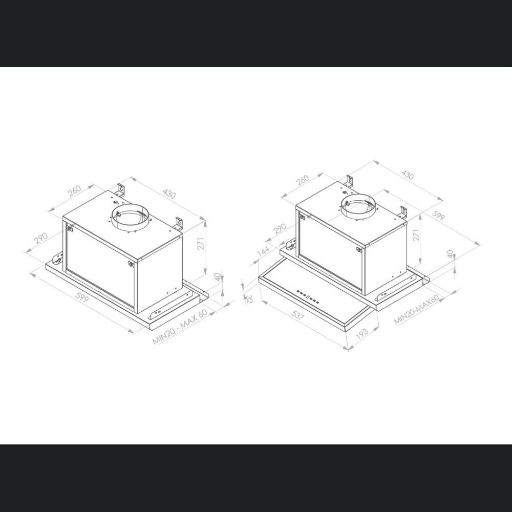 Hota incorporabila Pando GIT, 60 cm, putere motor v.850 ,  inox