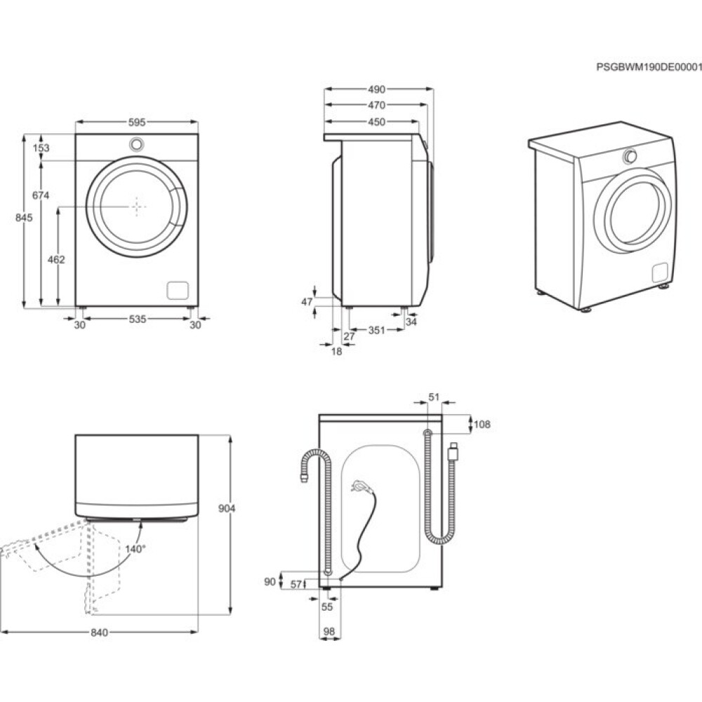 Masina de spalat rufe L6SME47S AEG, SERIA 6000, 7 kg, ProSense