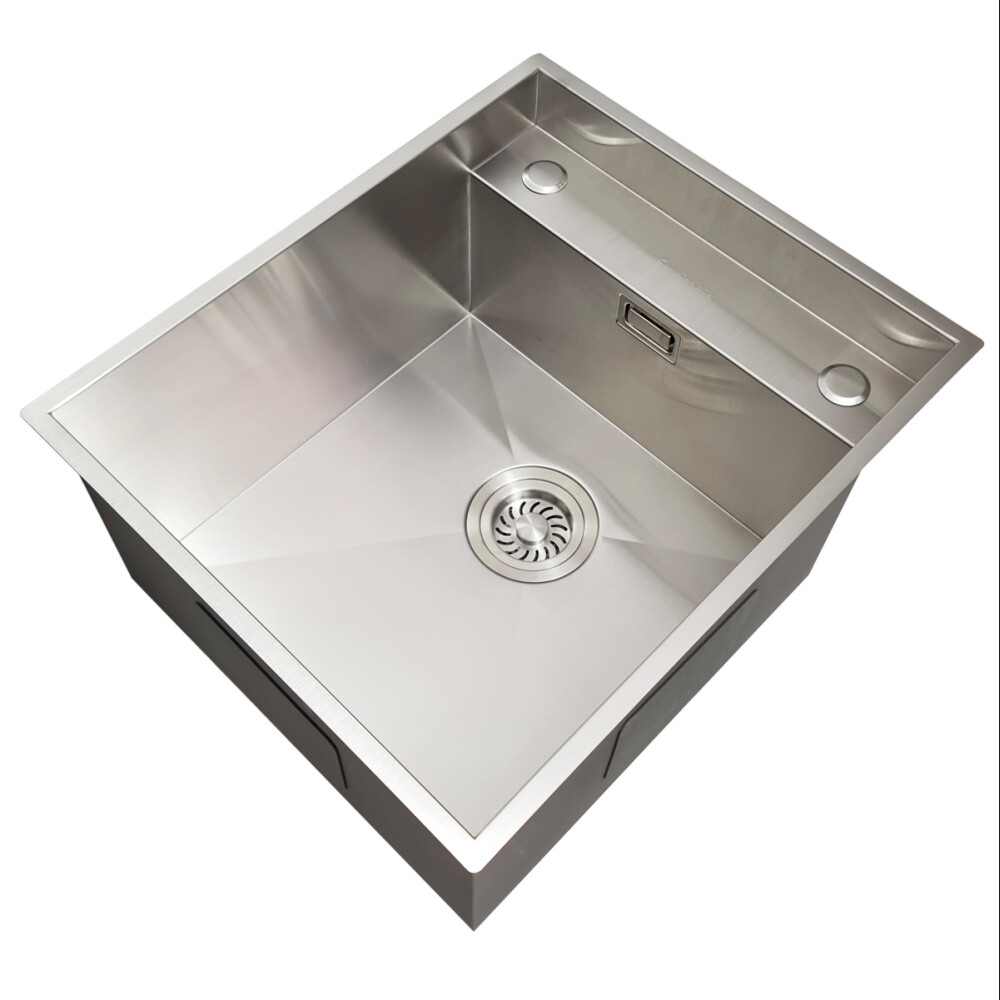Chiuveta bucatarie inox CookingAid INVISIBLE DEEP cu scurgator vase/paste/fructe, dozator detergent + accesorii montaj.