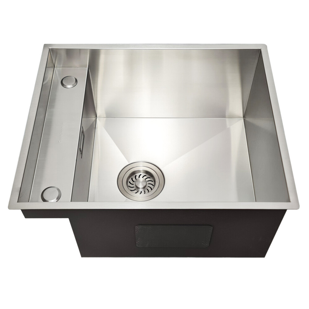 Chiuveta bucatarie inox CookingAid INVISIBLE DEEP cu scurgator vase/paste/fructe, dozator detergent + accesorii montaj.