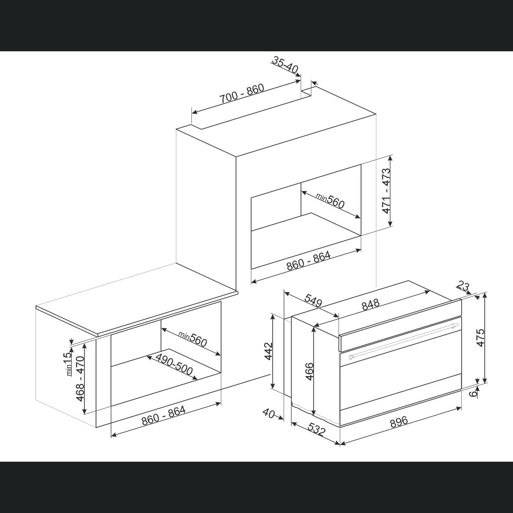 Cuptor cu termo-ventilare si piroliza SMEG Dolce Stil Novo, SFPR9604TNR, negru lucios cu detalii din cupru, inaltime redusa, 90 cm, capacitate 85 l, clasa A+