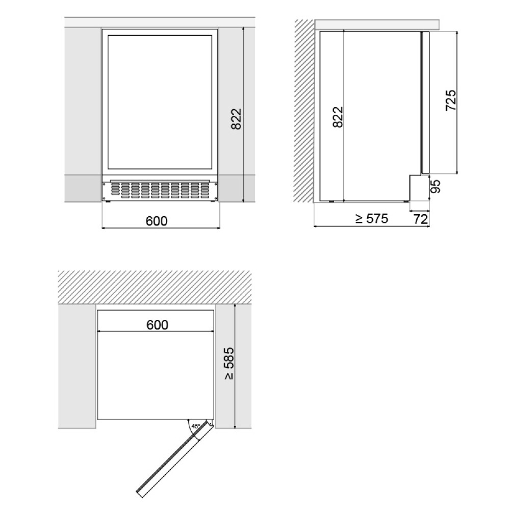 Vitrina de vin Pando, PVMBP 60-45CRR,  45 sticle. 125 l, G, Push to Open