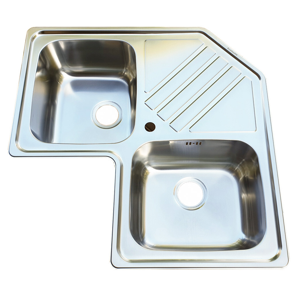 Chiuveta bucatarie cu 2 cuve inox dubla CookingAid KEPPLER BB pe colt reversibila cu