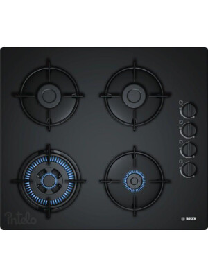 Plita pe gaz Bosch POH6B6B10,  60 cm Quartz, Negru