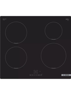 Plita incorporabila cu inductie Bosch PUE611BB5E, 4600W, 4 zone, 17 trepte, TouchSelect, ReStart, Inductie, Negru