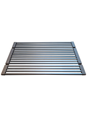 Scurgator multifunctional / Gratar / Suport vase pliabil negru dens CookingAid Folding Mat Black pentru chiuvete