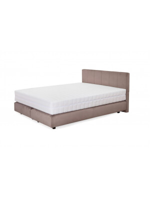 Pat Boxspring Alviano tapitat simplu, cu inaltime capat pat 90 cm, saltea inclusa, fara topper