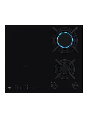 Plita incorporabila mixta AEG HDB64623NB, inductie + gaz, 4 arzatoare, Touch Control, negru
