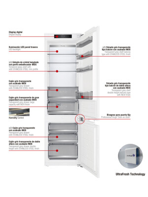 Combina frigorifica incorporabila Pando PFBI XL COMBI, 341 l, NoFrost