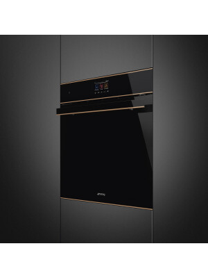  Cuptor cu aburi SMEG Dolce Stil Novo, SO6604S4PNR, negru lucios cu detalii din cupru, 60 cm, capacitate 68 l, clasa A++