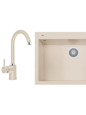 Set chiuvetă de bucătărie granit Imola avena cu baterie