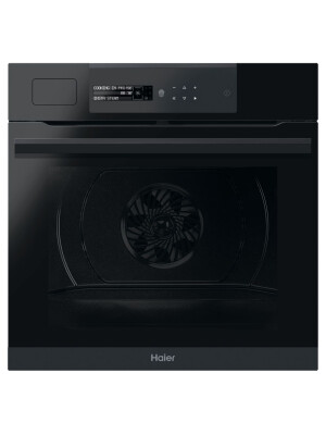 Cuptor incorporabil Haier HWO60SM6S9BH, I-Message Steam Series 6 Multi-level, 70 litri, Pirolitic, 9 funcții,  Clasă A+, Negru