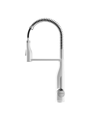 Baterie CookingAid NEO Spring White Chrome cu cap flexibil detasabil + buton interschimbabil jet/dus si finisaj Cromat/Alb