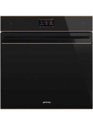  Cuptor cu piroliză SMEG Dolce Stil Novo, SOP6604TPNR, negru cu detalii din cupru, 60 cm, capacitate 68 l, clasa A+