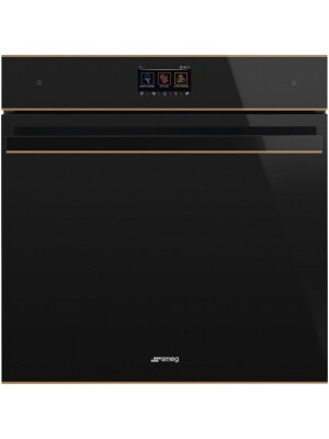  Cuptor cu piroliză și vaporizator SMEG Dolce Stil Novo, SOP6604S2PNR, negru lucios cu detalii din cupru, 60 cm, capacitate 68 l, clasa A+