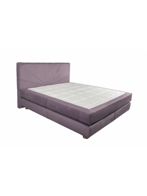 Pat boxspring Sella, tapiterie linii, cu inaltime capat pat 110 cm, saltea inclusa, fara topper