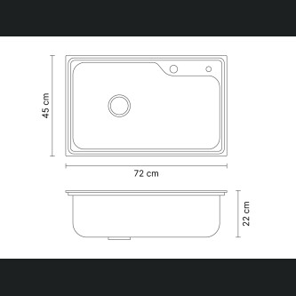 Chiuvetă bucătărie inox ZITO Atlanta 72x45x22 cm
