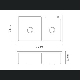 Chiuvetă bucătărie inox ZITO Odessa 75x45x22 cm