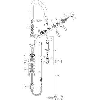 Baterie de bucatarie MONTREUX, monocomandă180 cu pulverizator extractibil AXOR 