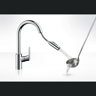 Baterie de bucatarie Hansgrohe Focus M41 , monocomandă, dus extractabil, 2jet