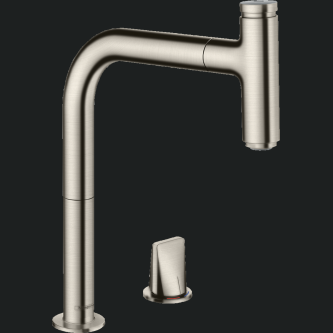 Baterie de bucatarie Hansgrohe Metris Select M71, monocomandă cu 2 găuri 200, gura de scos, 1jet