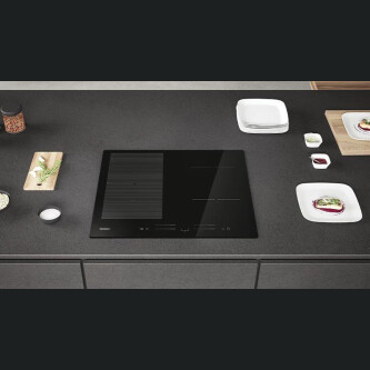 Plita incorporabila Haier HAFRSJ64MC, Inductie, 4 zone de gatit, WiFi, Boost, Slider Touch Control,60 cm, Neagru