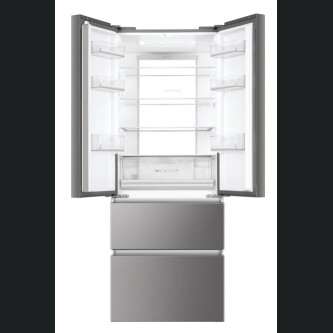 Combina frigorifica Multidoor French Door Haier HB17FPAAA Stainless Steel,Freestanding, 4 usi, No Frost, Iluminare LED, Clasa E, Platinum Inox, L x A x I (mm) 700x675x1906