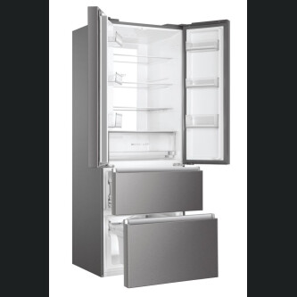 Combina frigorifica Multidoor French Door Haier HB17FPAAA Stainless Steel,Freestanding, 4 usi, No Frost, Iluminare LED, Clasa E, Platinum Inox, L x A x I (mm) 700x675x1906