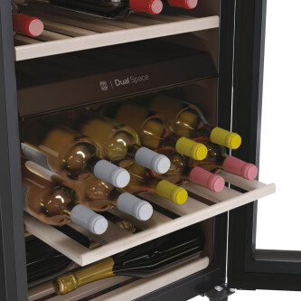 Racitoare de vinuri Wine Bank Haier HWS42GDAU1 50 Seria 7 Freestanding, 2 zone, 42 sticle, Iluminare LED, Clasa G, L x A x I (mm) 497x585x820