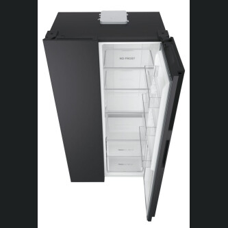 Side by Side Haier HSR3918ENPB SBS 90 Seria 3 Freestanding, No Frost, Iluminare LED, Clasa E, Negru, L x A x I (mm) 908x647x1775