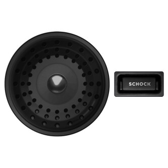 Set chiuveta bucatarie Schock Greenwich N-100XL 750 x 456 mm Cristadur Puro, negru intens cu parti vizibile si baterie bucatarie Schock Kavus cu cap extractibil Puro