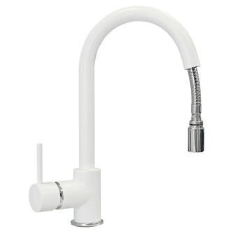 Baterie CookingAid Indiana cu furtun dus retractabil / cap extractibil si finisaj granit Alb / Polar White