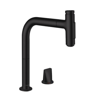 Baterie de bucătărie Hansgrohe Metris Select M71 cu 2 orificii monocomandă 200, spray extractibil, 2jet, sBox